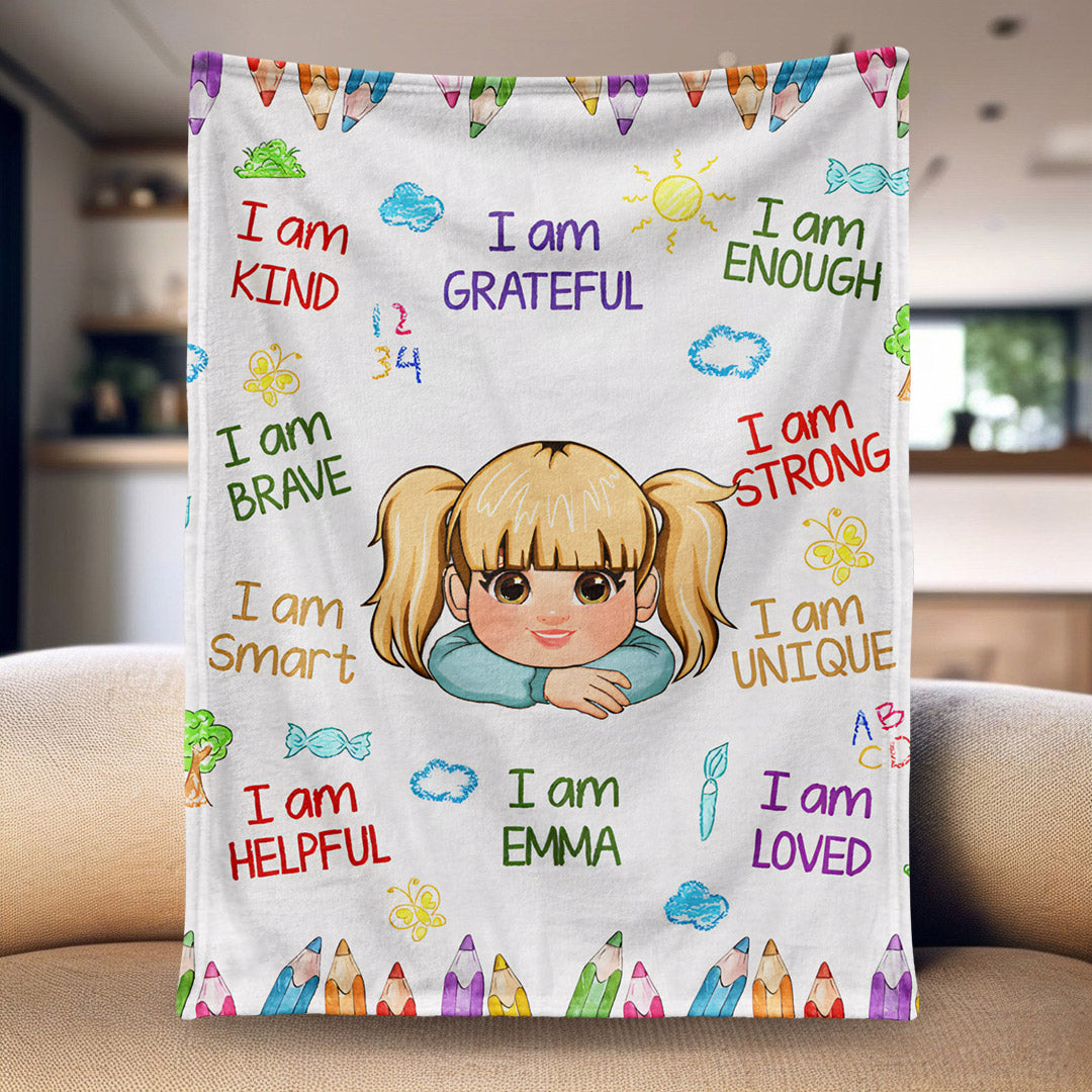Kind, Smart, Loved – Personalized Affirmation Blanket for Baby & Kids
