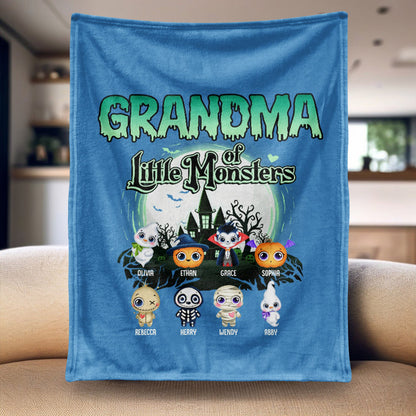 Grandma Of These Little Monsters - Personalized Blanket - Halloween Gift