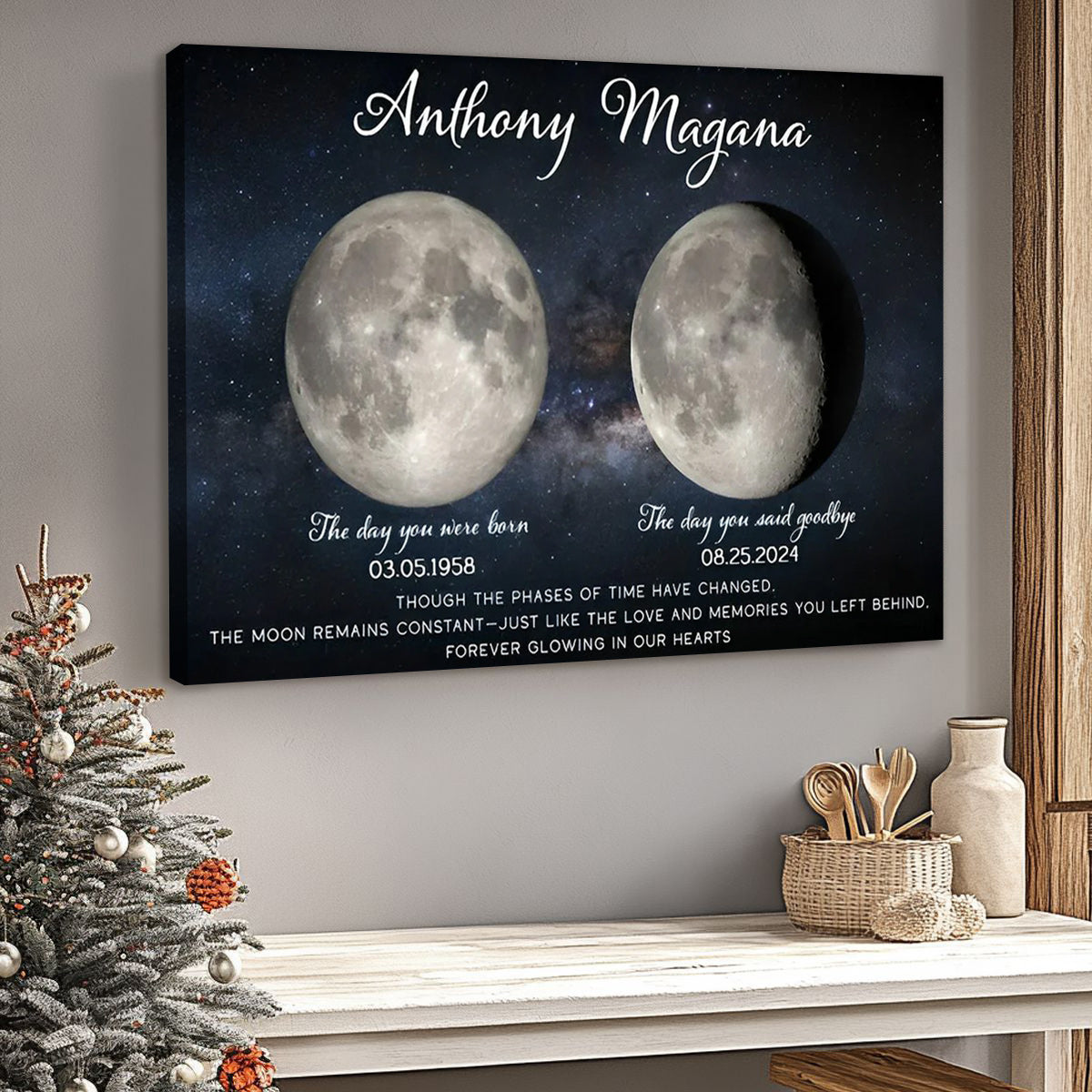 Personalized Sympathy Gift | In Memory of Loved One | Custom Moon Phase Memorial Poster / Canvas