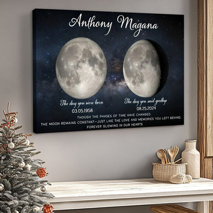 Personalized Sympathy Gift | In Memory of Loved One | Custom Moon Phase Memorial Poster / Canvas