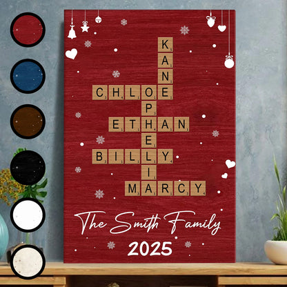 Family Celebration Keepsake: Scrabble-Style Hearts Custom Vertical Canvas / Poster