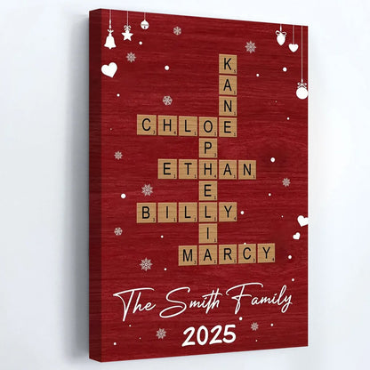 Family Celebration Keepsake: Scrabble-Style Hearts Custom Vertical Canvas / Poster