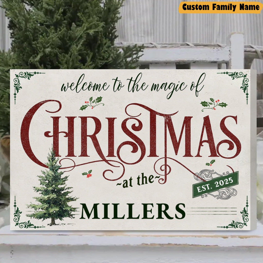 Customizable "Welcome to the Magic of Christmas" Canvas / Poster - Personalize Family's Name & Year