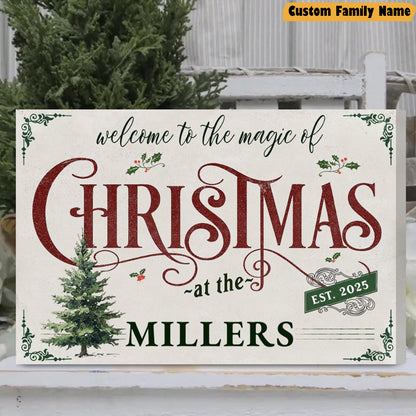 Customizable "Welcome to the Magic of Christmas" Canvas / Poster - Personalize Family's Name & Year