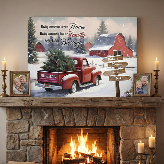 Customizable "Having Someone to Love Is Family" Canvas / Poster - Personalize Names & Year