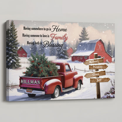 Customizable "Having Someone to Love Is Family" Canvas / Poster - Personalize Names & Year