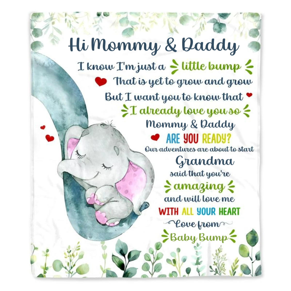 Little Bump, Big Love: Personalized Blanket - Baby’s First Message to Mommy & Daddy