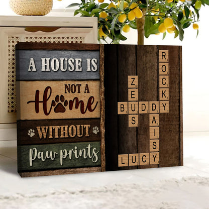Paw Print Puzzle: Personalized Poster / Canvas - Custom Crossword Art on Reclaimed Wood