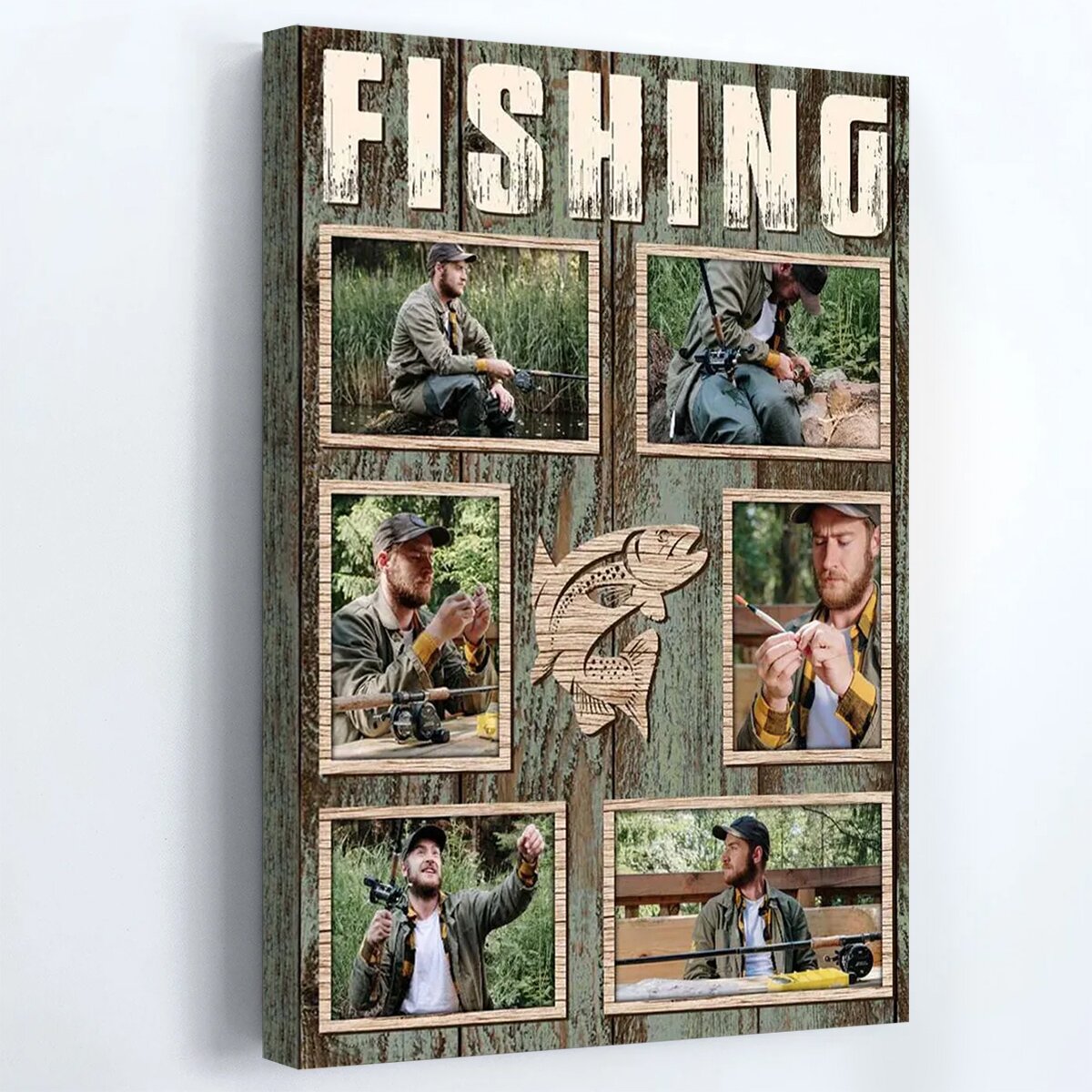 Personalized Fishing Collage Poster / Canvas - Custom Photo Wall Art for Anglers