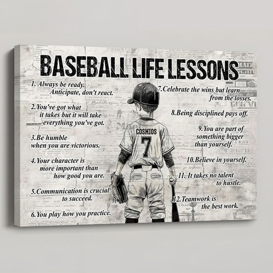 Baseball Life Lessons - Personalized Canvas / Poster for Kids