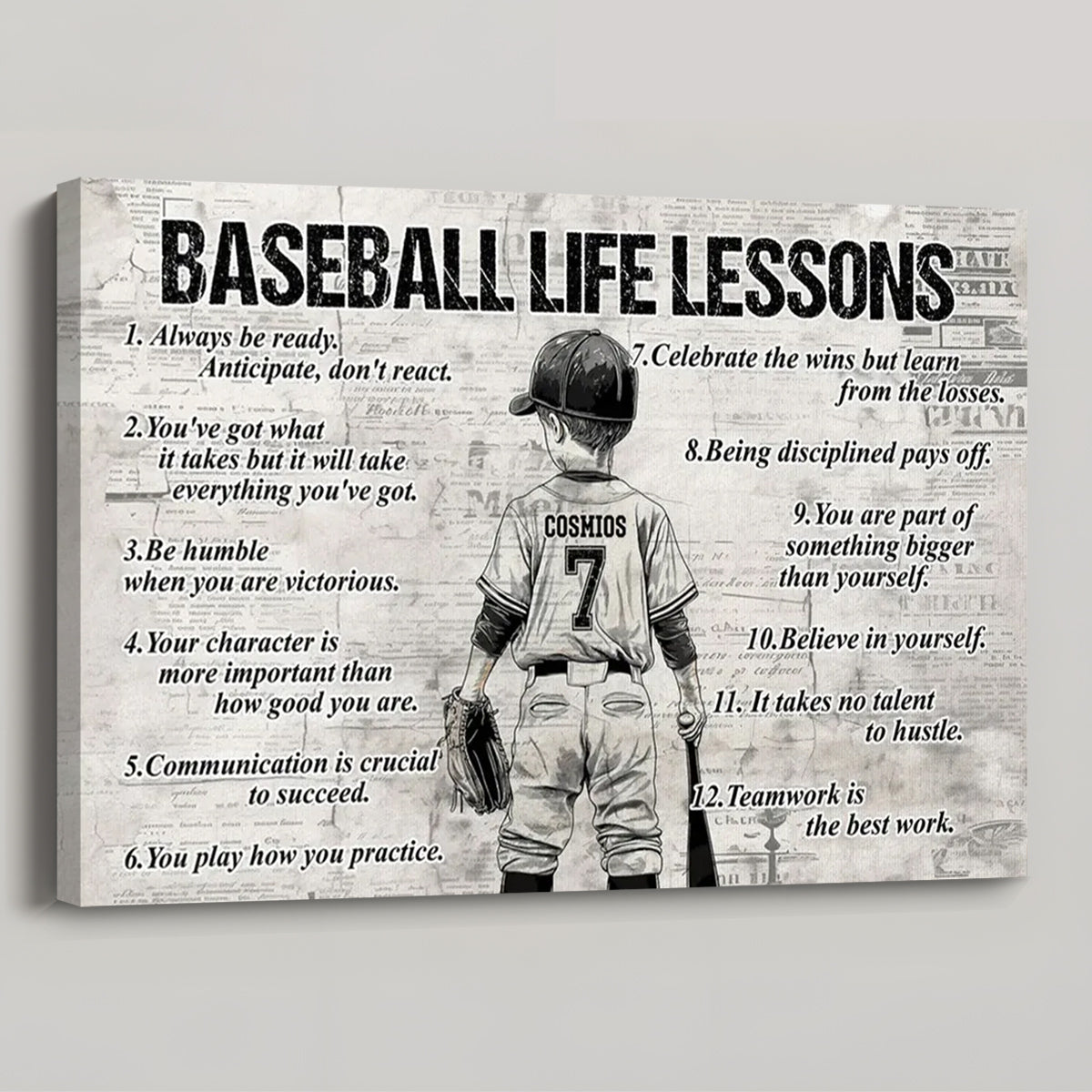 Baseball Life Lessons - Personalized Canvas / Poster for Kids