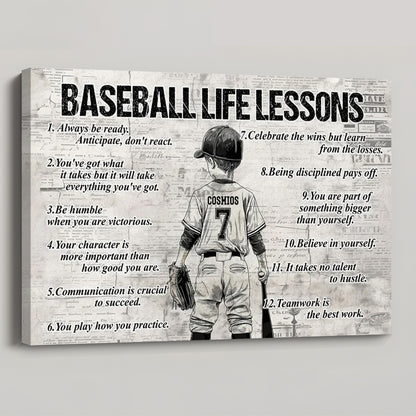 Baseball Life Lessons - Personalized Canvas / Poster for Kids