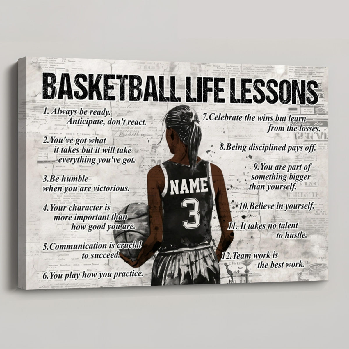 Basketball Life Lessons - Personalized Poster / Canvas (Multiple Skin Tones Available)