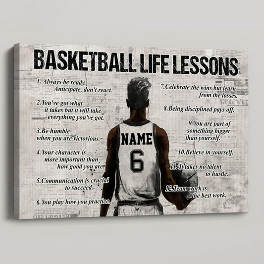 Basketball Life Lessons - Personalized Poster / Canvas (Multiple Skin Tones Available)