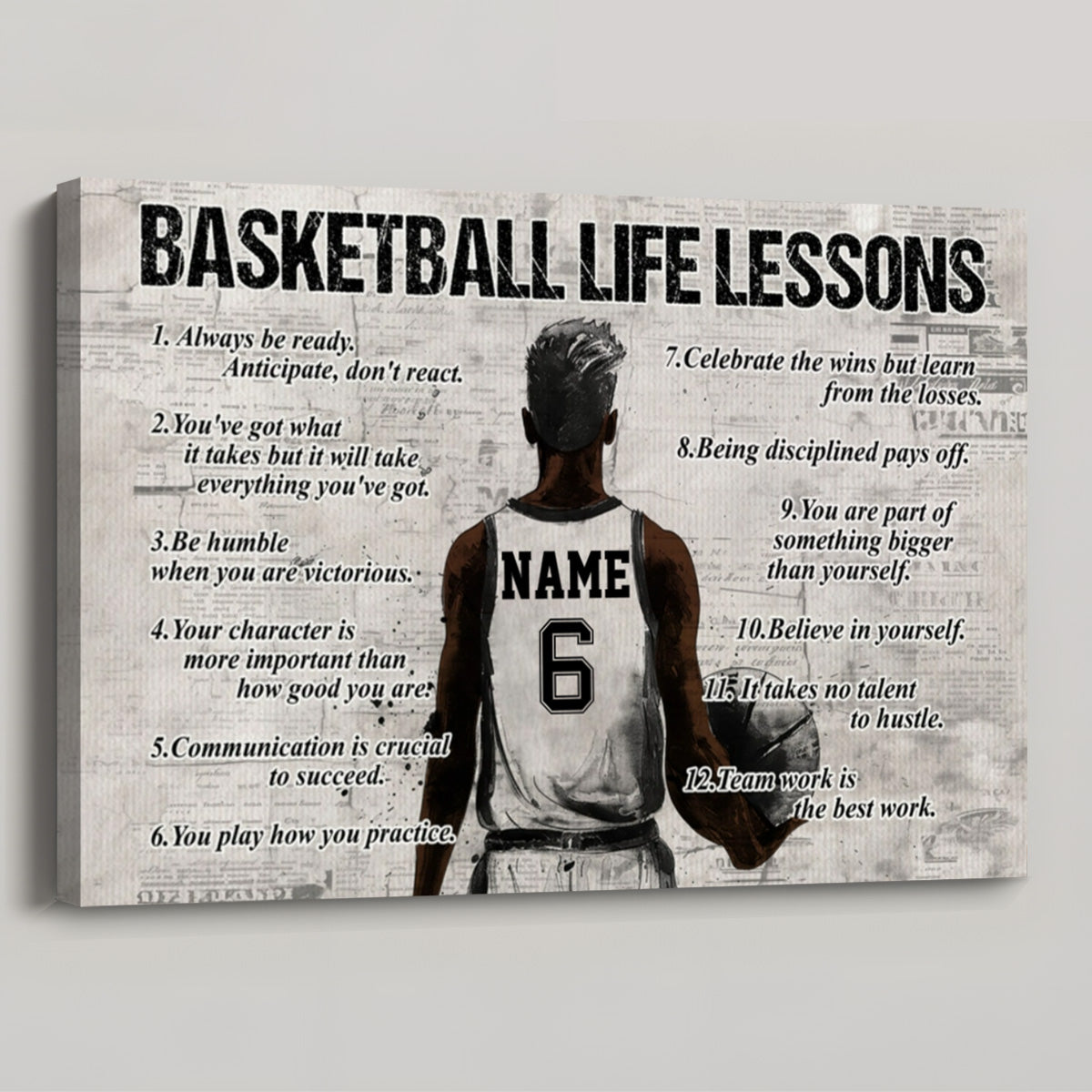 Basketball Life Lessons - Personalized Poster / Canvas (Multiple Skin Tones Available)