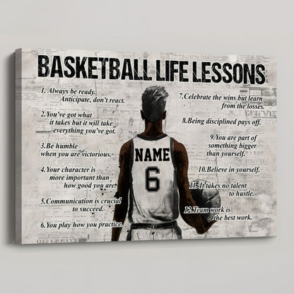Basketball Life Lessons - Personalized Poster / Canvas (Multiple Skin Tones Available)