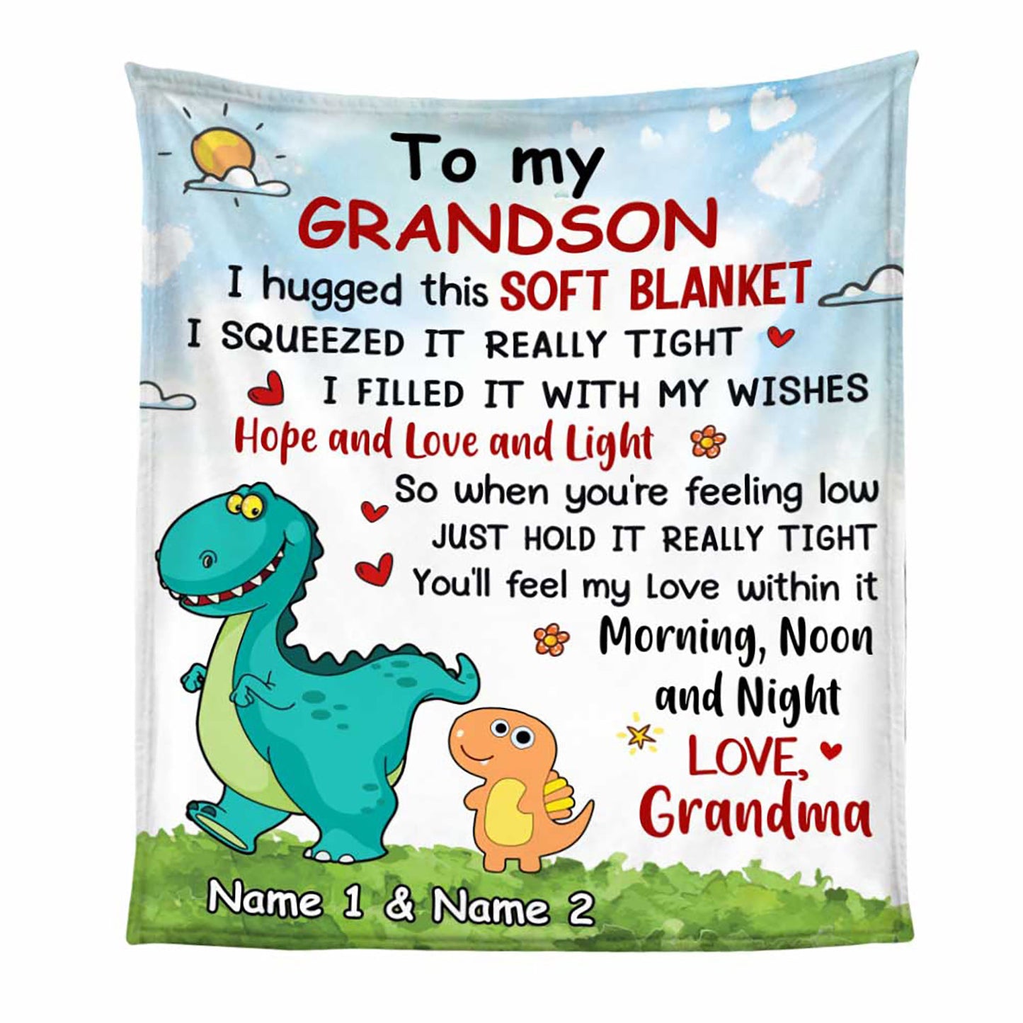 Personalized Dinosaur Blanket for a Beloved Grandson Granddaughter