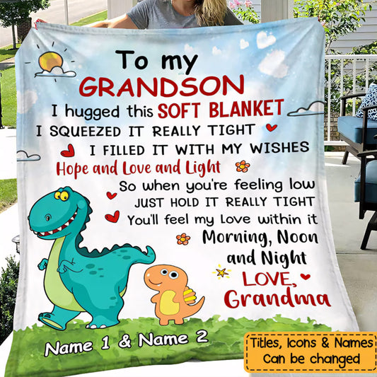 Personalized Dinosaur Blanket for a Beloved Grandson Granddaughter