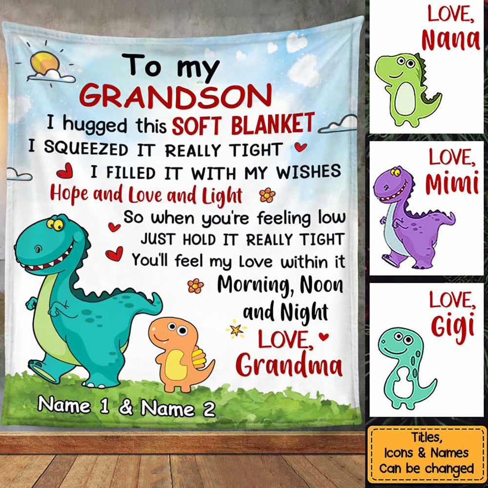 Personalized Dinosaur Blanket for a Beloved Grandson Granddaughter