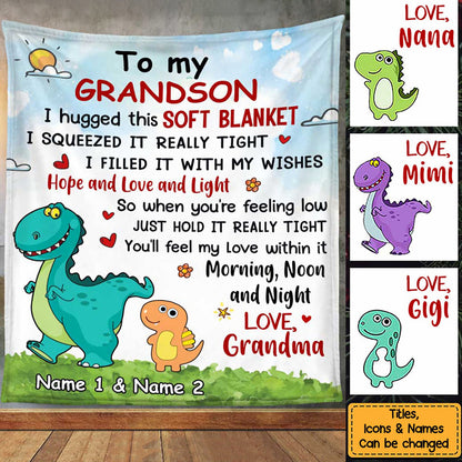 Personalized Dinosaur Blanket for a Beloved Grandson Granddaughter