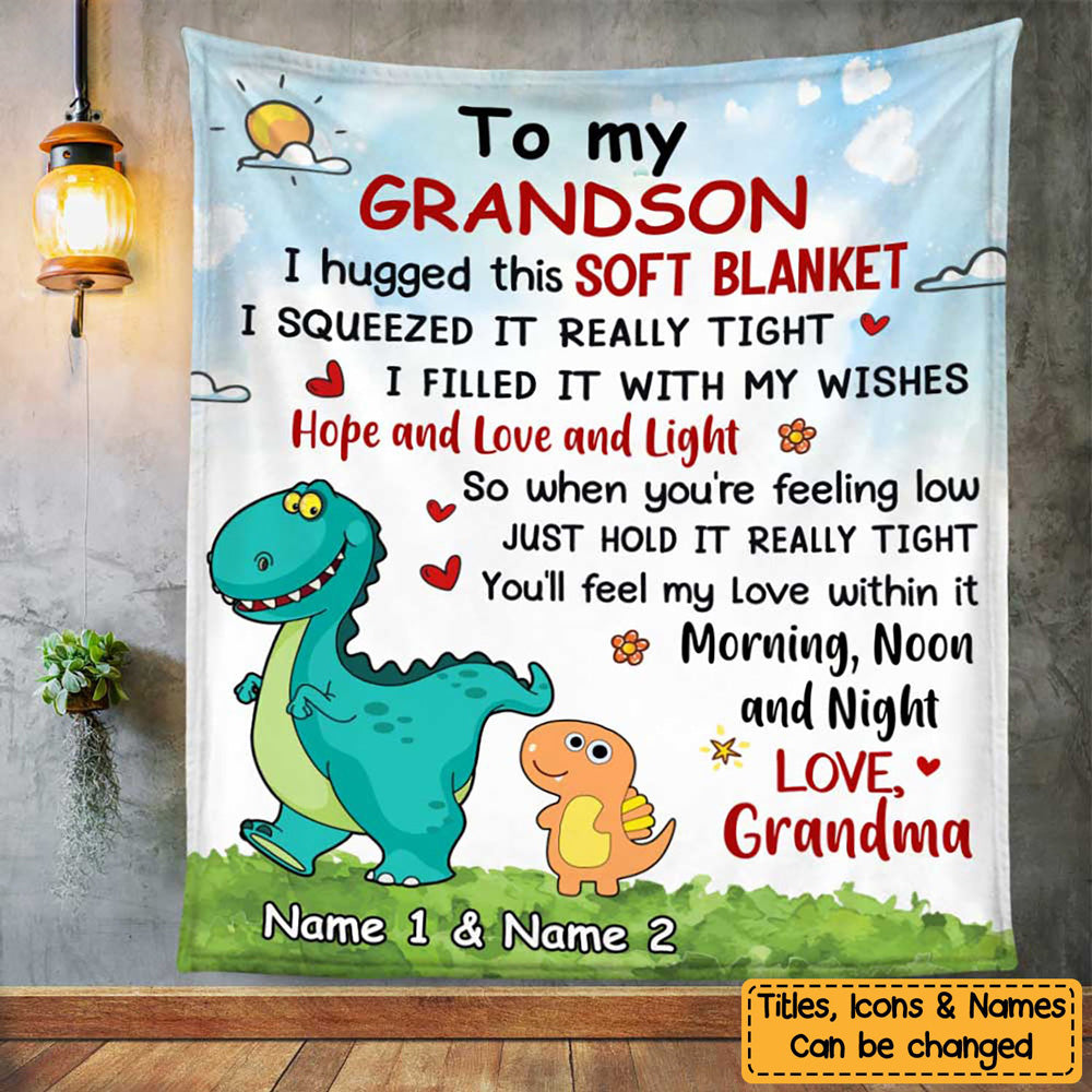Personalized Dinosaur Blanket for a Beloved Grandson Granddaughter