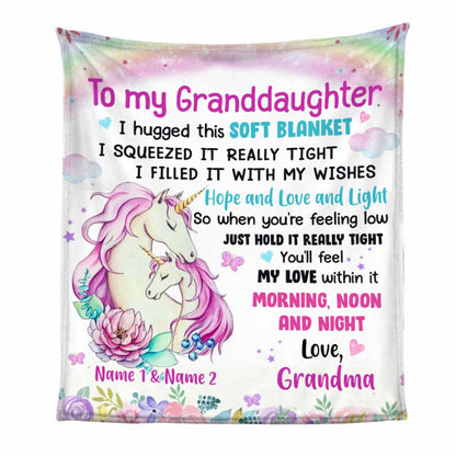 Granddaughter’s Magical Hug - Personalized Unicorn Blanket