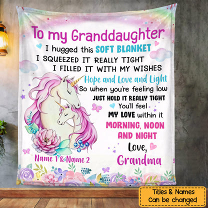 Granddaughter’s Magical Hug - Personalized Unicorn Blanket