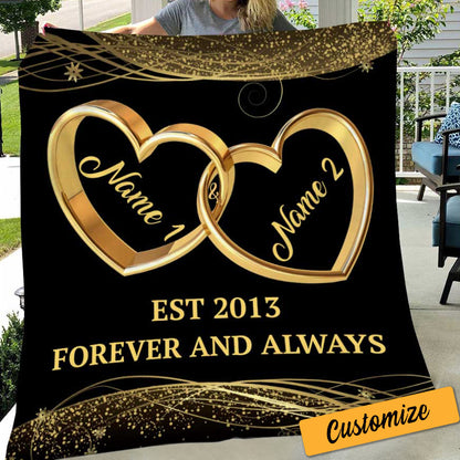 Custom Anniversary Blanket with Names & Year | Personalized Wedding Gift for Couples