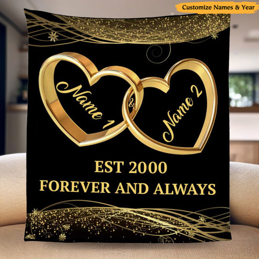 Custom Anniversary Blanket with Names & Year | Personalized Wedding Gift for Couples