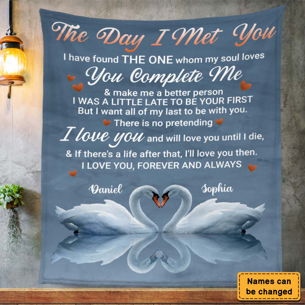 "The Day I Met You” Personalized Blanket - A Custom Gift for Couples