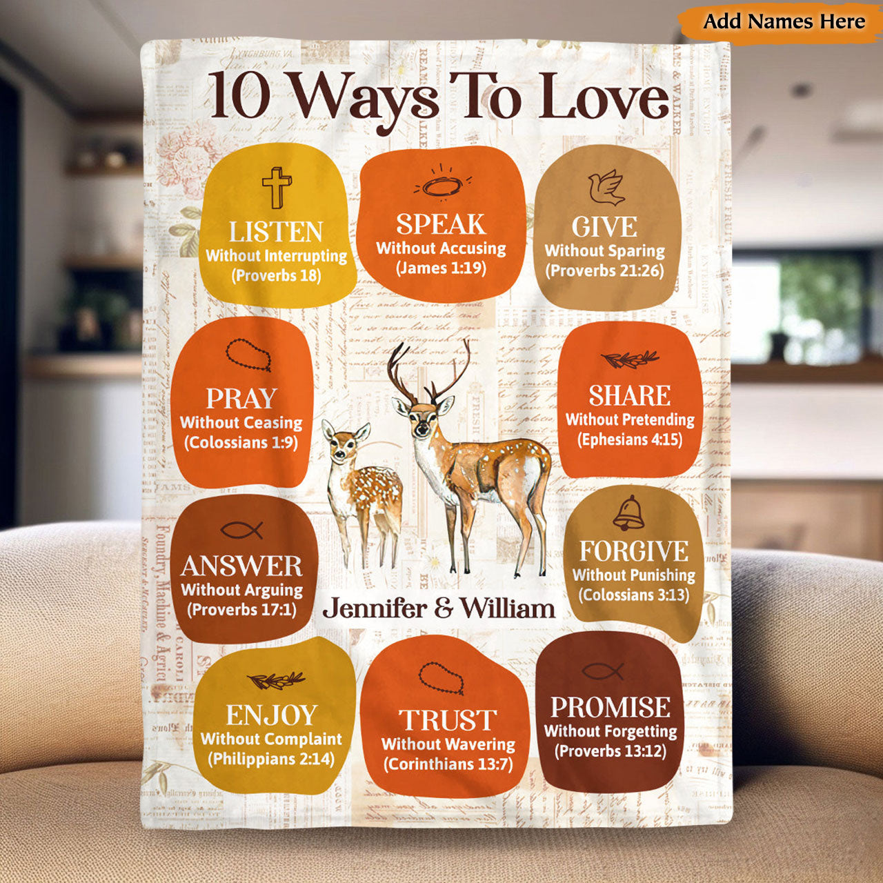 10 Ways To Love - Personalized Blanket for Couples