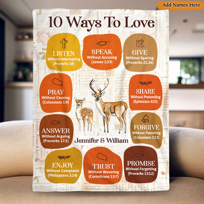 10 Ways To Love - Personalized Blanket for Couples