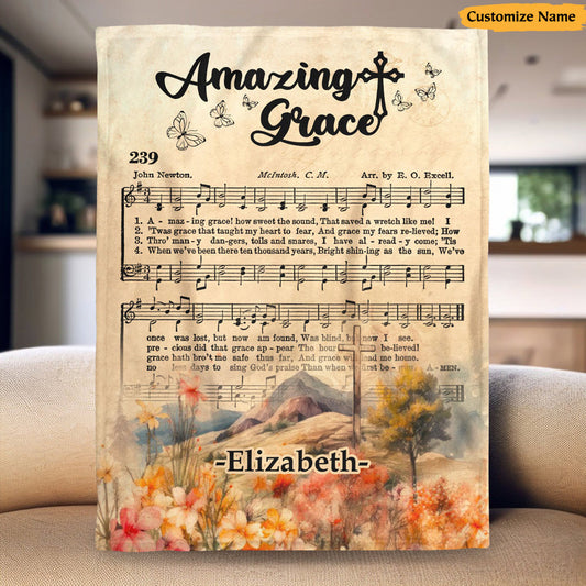 Wrapped in Amazing Grace - Personalized Fleece Blanket