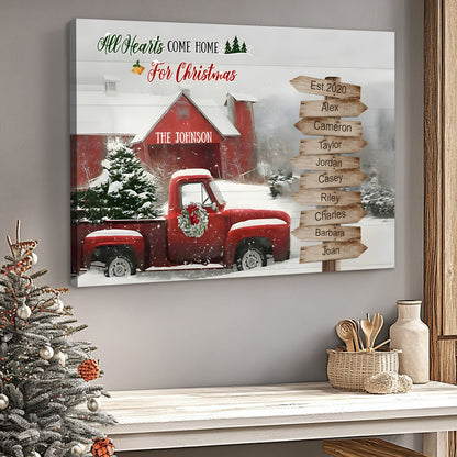 Personalized Family Christmas Canvas / Poster | Custom Holiday Wall Art with Last Name & Kids’ Names | Xmas Gift for Parents