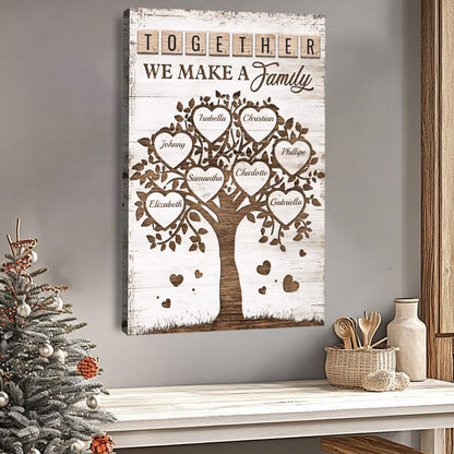 Together We Make a Family - Personalized Heart Tree Poster / Canvas