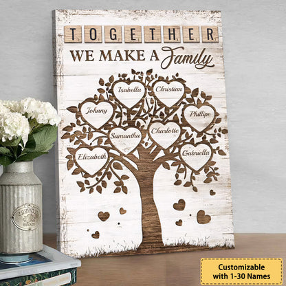 Together We Make a Family - Personalized Heart Tree Poster / Canvas