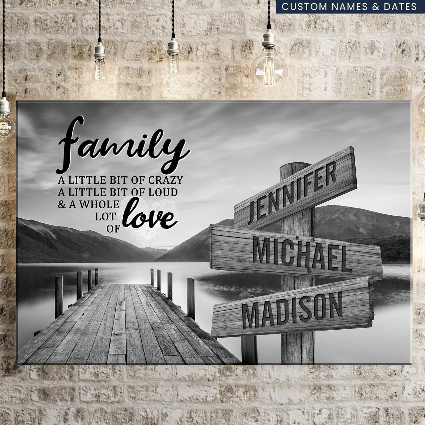 Family: A Little Bit Crazy, A Little Bit Loud & A Whole Lot of Love - Personalized Canvas Art
