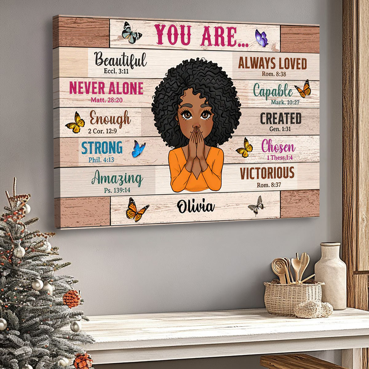 "You Are Beautiful, Strong & Chosen” - Personalized Canvas / Poster