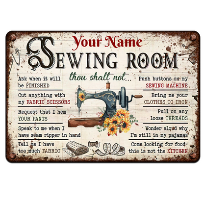 Sewing Room Rules - Personalized Customized Family Metal Sign
