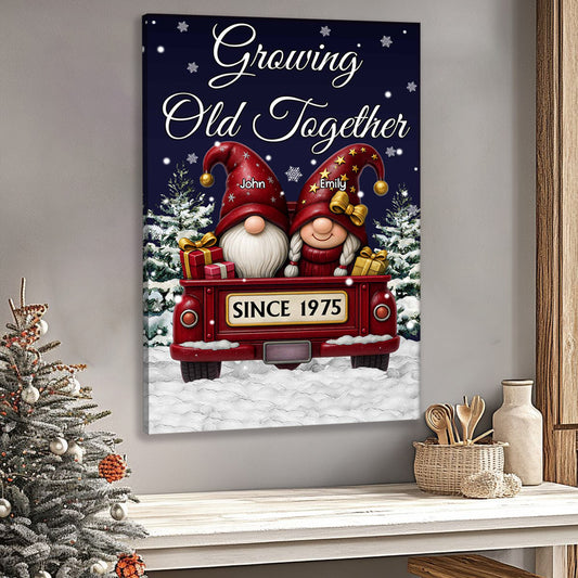 Customizable "Growing Old Together" Canvas / Poster - Personalize Names & Year