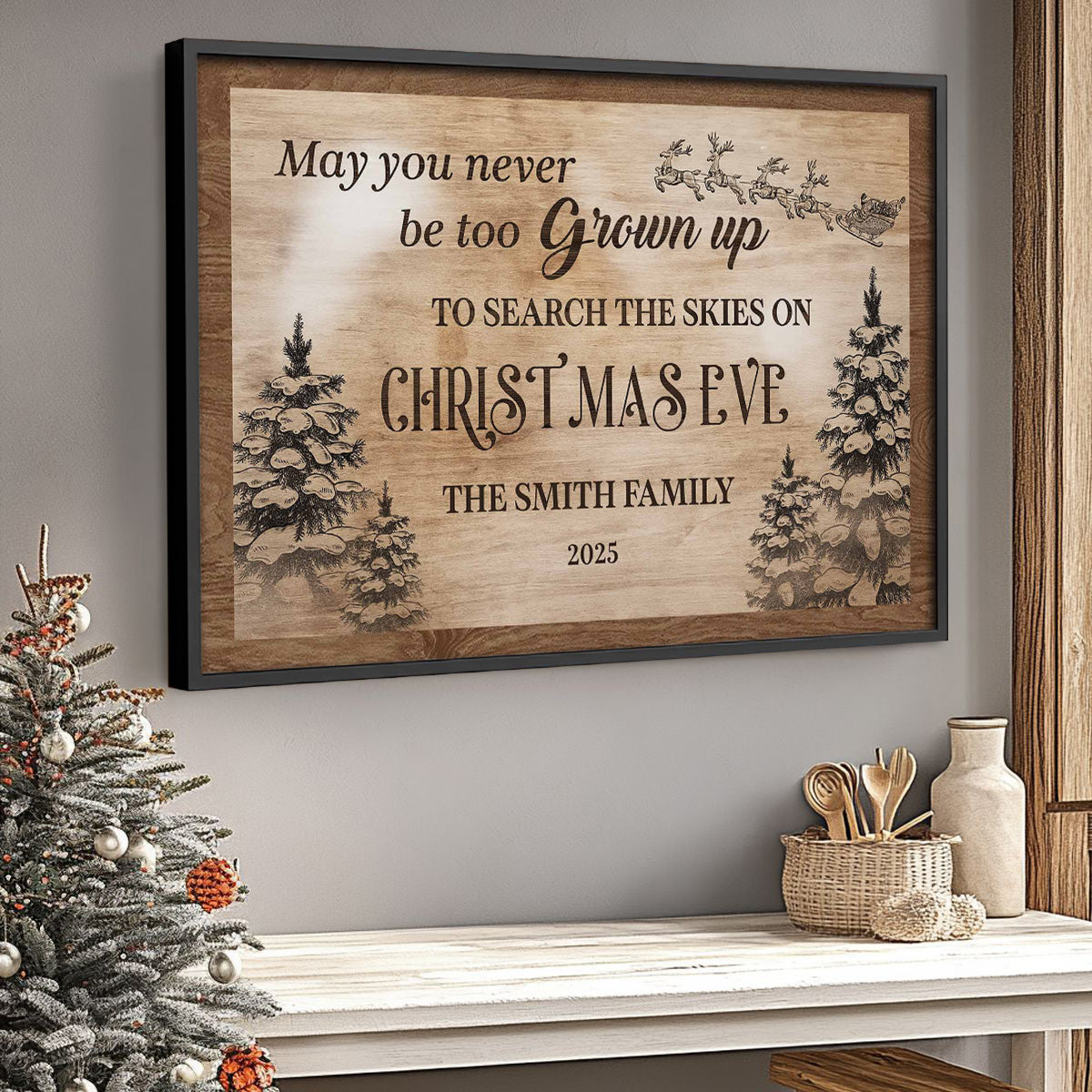 Never Too Grown Up To Search The Skies - Personalized Christmas Canvas / Poster