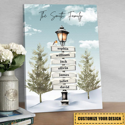 Personalized Family Christmas Tree Sign Post Canvas/Poster