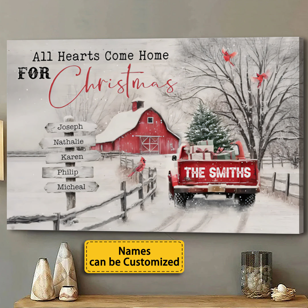 All Hearts Come Home For Christmas - Personalized Family Poster/Canvas