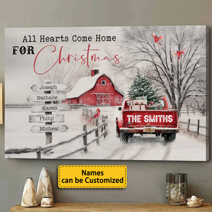 All Hearts Come Home For Christmas - Personalized Family Poster/Canvas