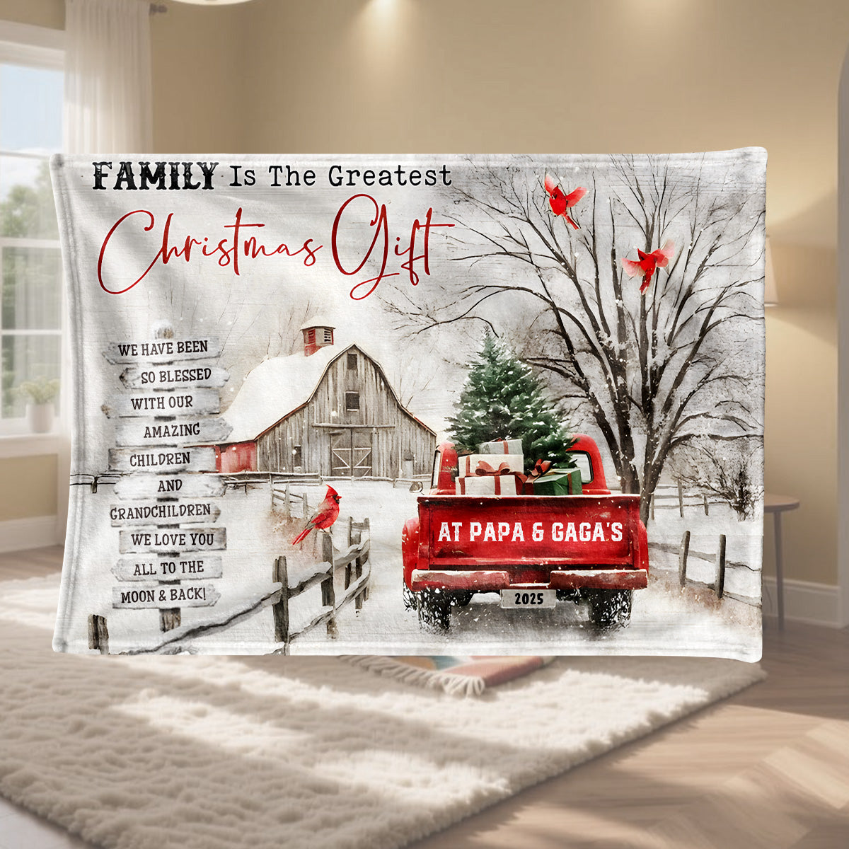 Customizable "All Roads Lead Home at Christmas" Blanket - Personalize Names & Year