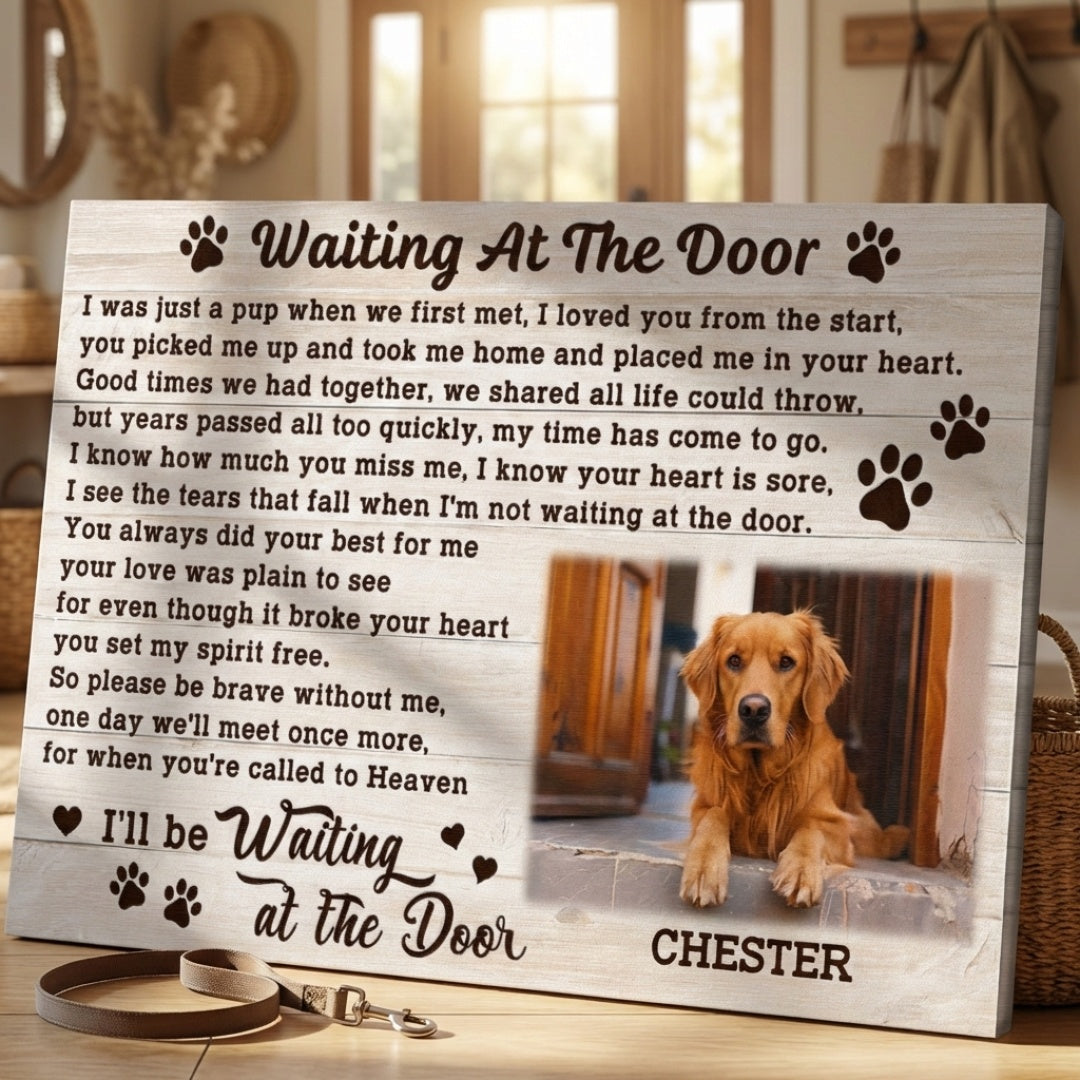 Waiting At The Door - Personalized Pet Portrait Canvas / Poster