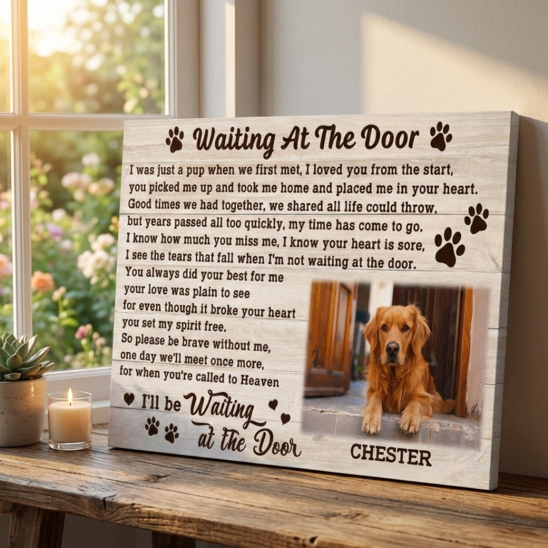 Waiting At The Door - Personalized Pet Portrait Canvas / Poster