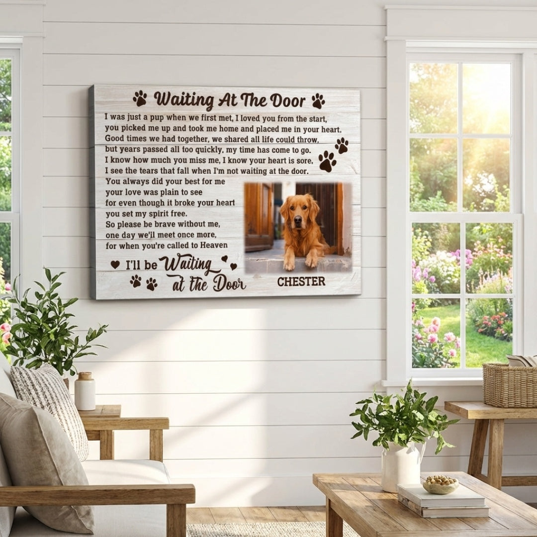 Waiting At The Door - Personalized Pet Portrait Canvas / Poster