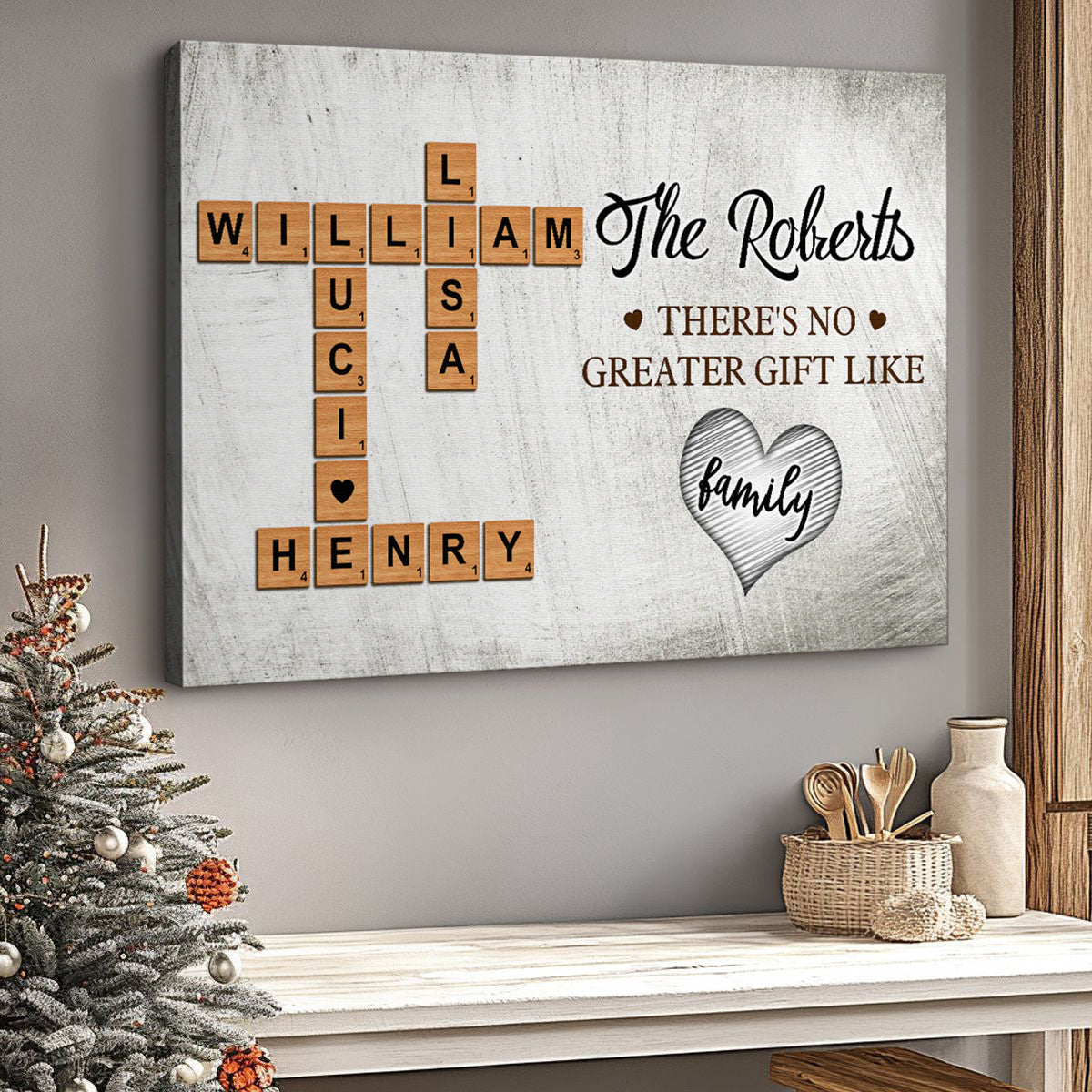 Our Family, A Whole Lot Of Love - Personalized Customized Crossword Canvas / Poster