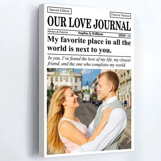 Our Love Journal - Personalized Anniversary Photo Collage Poster / Canvas